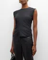 Rag & Bone Juliet Ruched Sleeveless Cotton T-shirt In Blk