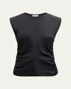 Rag & Bone Juliet Ruched Sleeveless Cotton T-shirt In Blk