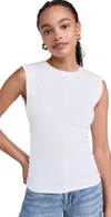 Rag & Bone Juliet Ruched Sleeveless Cotton T-shirt In White