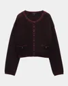 Rag & Bone Kaia Boucle Cardigan In Burgundy
