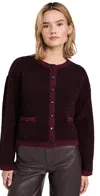 Rag & Bone Kaia Boucle Cardigan In Burgundy
