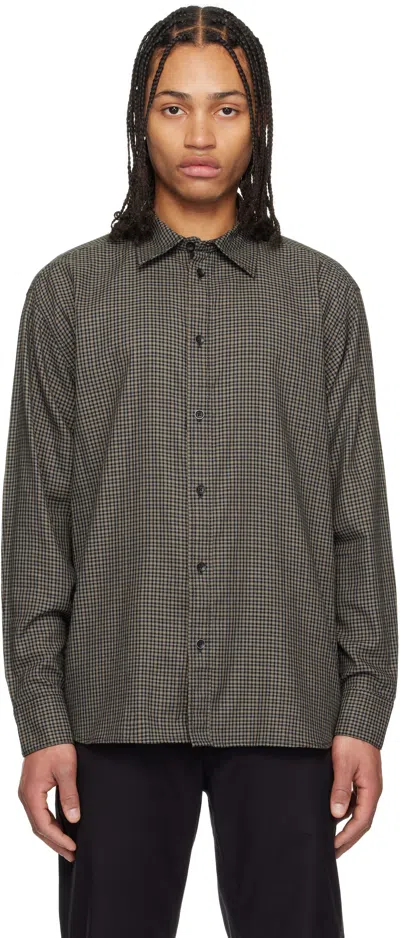 Rag & Bone Khaki & Black Matthew Plaid Shirt In Grnplaid
