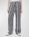 Rag & Bone Lace Print Silk Blend Wide Leg Pants In Snake Prin