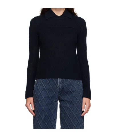Rag & Bone Lapel Knitted Polo Shirt In Black