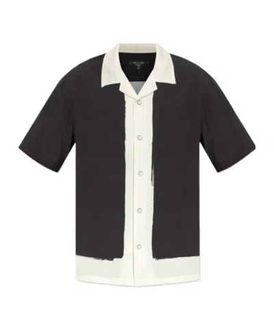 Rag & Bone Lapel Short Sleeve Shirt In Navy