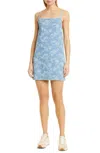 Rag & Bone Floral Denim Tie-back Mini Dress In Multi