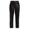 Rag & Bone Icons High Waist Ankle Cigarette Leather Pants In Black