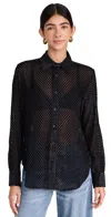 Rag & Bone Lila Long-sleeve Burnout Shirt In Black