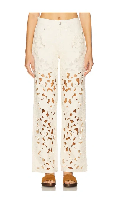 RAG & BONE LOGAN FLORAL CUTOUT WIDE LEG JEANS