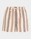 Rag & Bone Logan Linen Beach Shorts Cream Stripe In Crmstripe