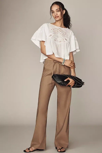 Rag & Bone Logan Linen Blend Beach Pants In Brown