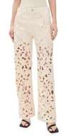 Rag & Bone Womens Blue Logan Floral Cut-out Wide-leg Denim Jeans