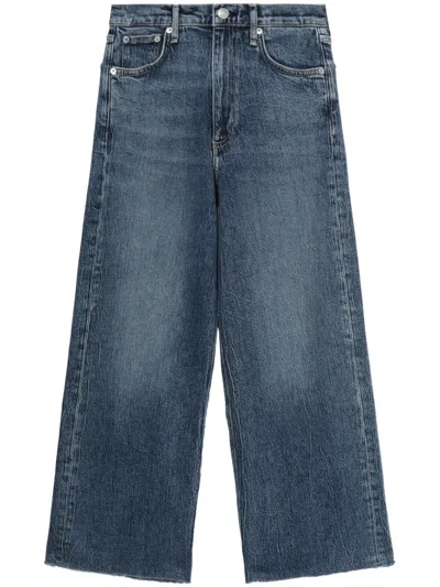 Rag & Bone Logo-patch Cropped Jeans In 蓝色