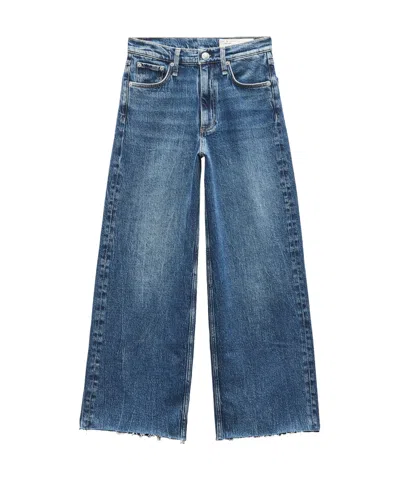 Rag & Bone Logo-patch Cropped Jeans In Blue