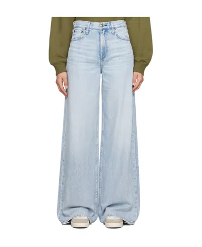 Rag & Bone Logo-patch Wide-leg Jeans In Blue