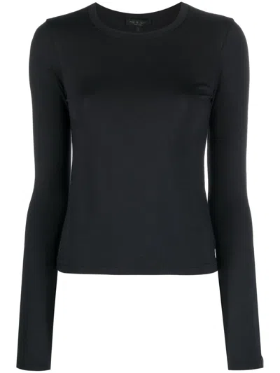 Rag & Bone Long-sleeve Modal T-shirt In Black