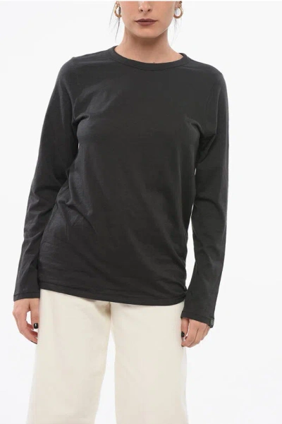 Rag & Bone Long-sleeved Crew Neck Cotton T-shirt In Black