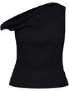 Rag & Bone Twisted Pleated Shoulder Strap Vest In Black