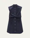 Rag & Bone Louisa Sleeveless Poplin Mini Dress In Navy