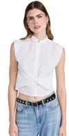 Rag & Bone Louisa Oberteil Aus Baumwollpopeline Mit Twist-detail In Weiss