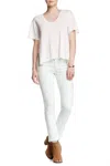 Rag & Bone Low Rise Distressed Fringe Hem Cropped Jean In White