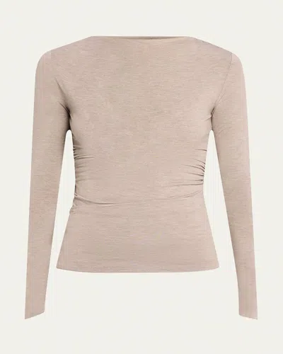 Rag & Bone Luca Draped Knit Long-sleeve Top In Mushroom