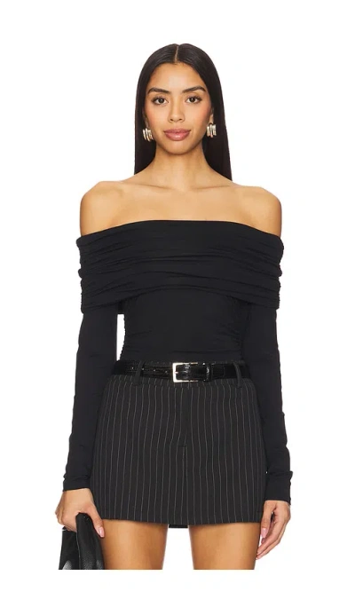 Rag & Bone Luca Off Shoulder Long Sleeve In Black
