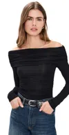 Rag & Bone Luca Off Shoulder Long Sleeve Top Black In Black