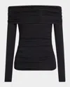 Rag & Bone Luca Off Shoulder Long Sleeve Top Black In Black