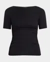 Rag & Bone Luca Shirred Short-sleeve Top In Black