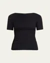 Rag & Bone Luca Shirred Short-sleeve Top In Black