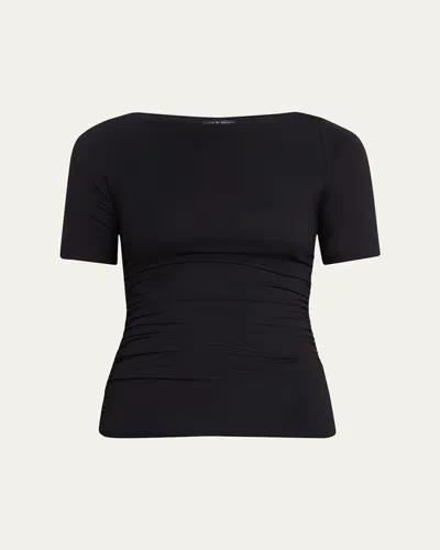 Rag & Bone Luca Shirred Short-sleeve Top In Black