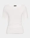 Rag & Bone Luca Shirred Short-sleeve Top In White