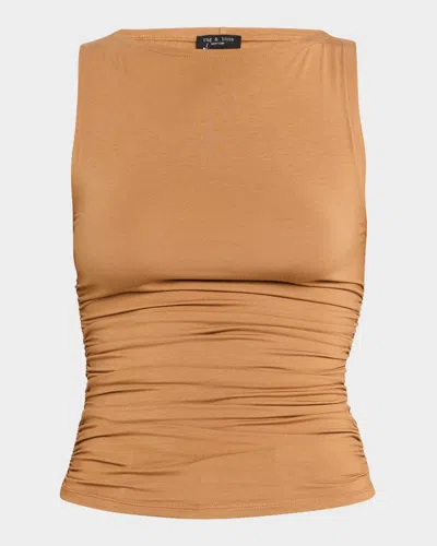 Rag & Bone Luca Shirred Tank Top In Khaki