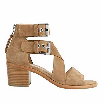 Rag & Bone Madrid Suede Stacked Heel Sandals In Camel In Brown