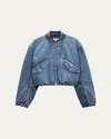 Rag & Bone Maggie Cropped Denim Bomber Jacket In Amara