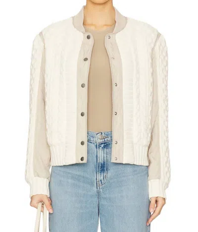 Rag & Bone Manston Mixed Media Bomber Jacket In Natural