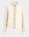 Rag & Bone Manston Mixed-media Bomber Jacket In Natural