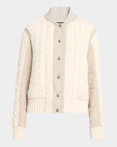 Rag & Bone Manston Mixed-media Bomber Jacket In Natural