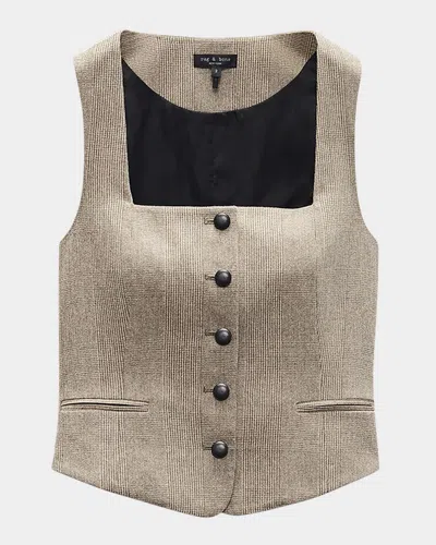Rag & Bone Mariana Plaid Vest In Camelpld