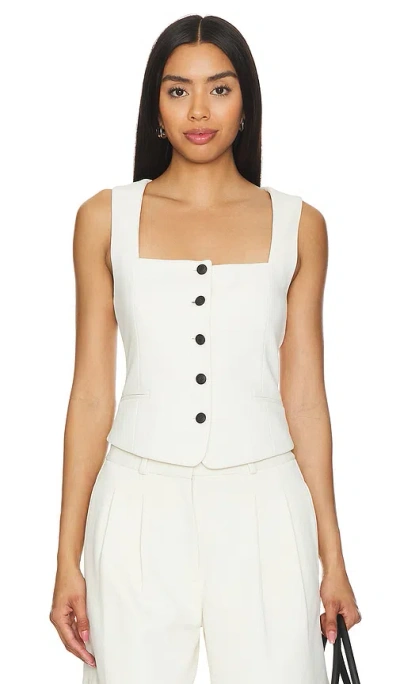 Rag & Bone Mariana Square Neck Linen Blend Vest In White