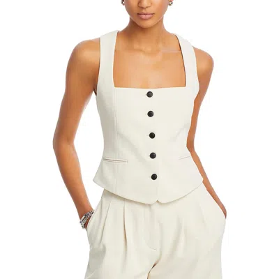 Rag & Bone Mariana Square Neck Linen Blend Vest In White