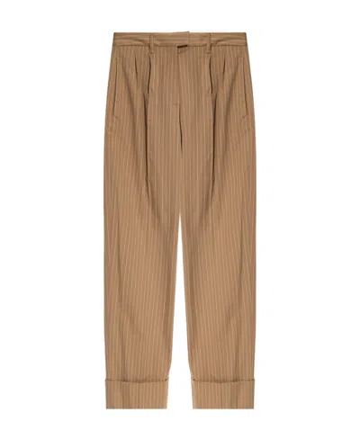 Rag & Bone Marianne Pinstriped Trousers In Brown
