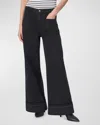 Rag & Bone Sofie Cuffed High Waist Wide Leg Jeans In Black