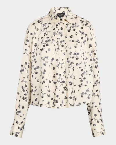 Rag & Bone Martha Floral Satin Shirt In Ivoryflr