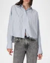 Rag & Bone Martha Stripe Cotton Poplin Button-up Shirt In Ltblue Str