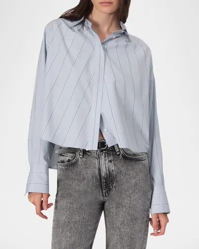 Rag & Bone Martha Long-sleeve Poplin Shirt In Ltblue Str