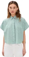 Rag & Bone Martha Short-sleeve Stripe Poplin Shirt In Pine Stripe