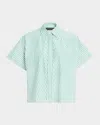 Rag & Bone Martha Short-sleeve Stripe Poplin Shirt In Pinestripe