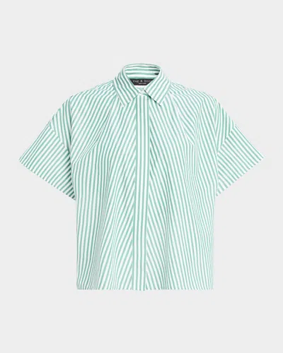 RAG & BONE MARTHA SHORT-SLEEVE STRIPE POPLIN SHIRT